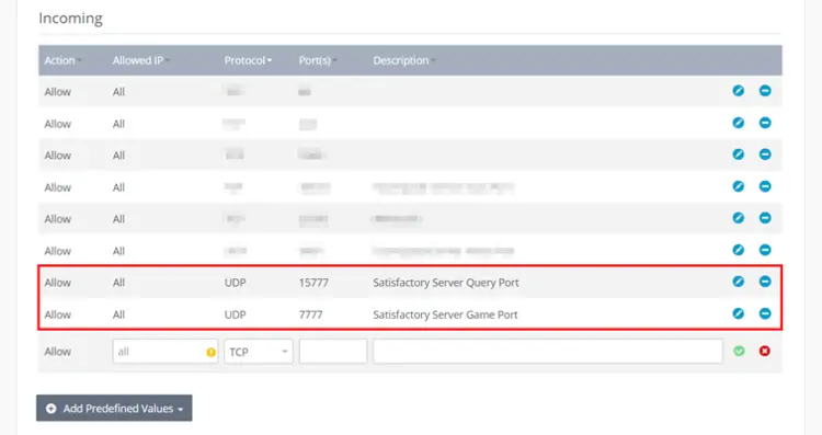 Allowing Satisfactory server ports in the IONOS Cloud Panel Allowing Satisfactory server ports in the IONOS Cloud Panel