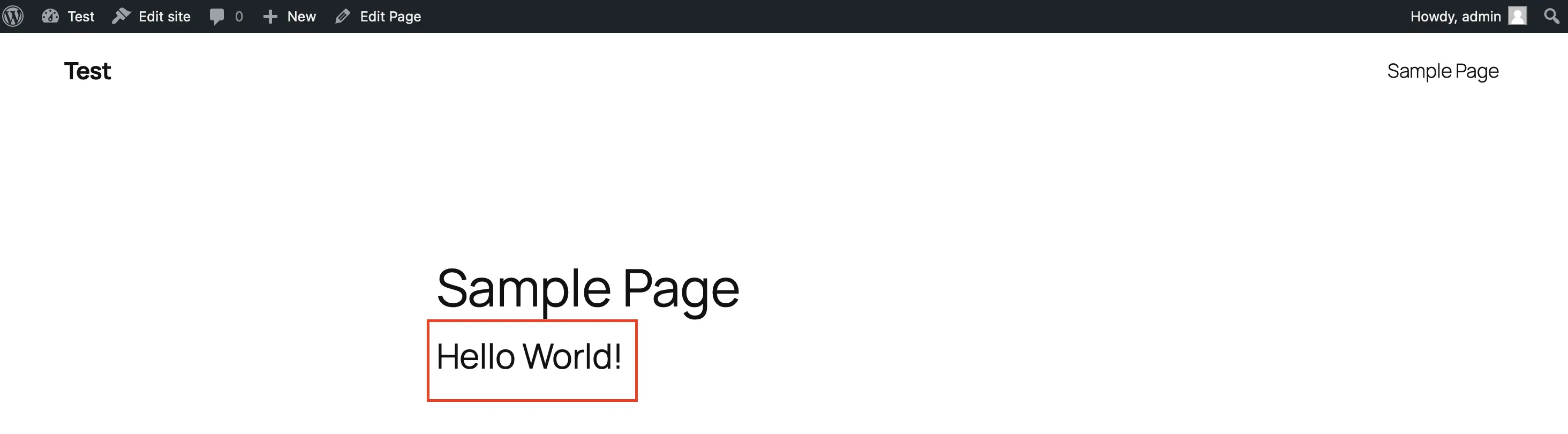 Image: View WordPress page: Your shortcode has been replaced by HTML.