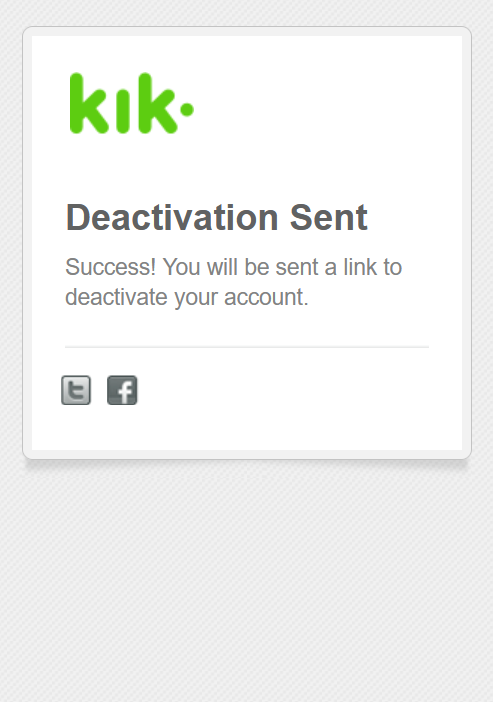 Confirmation of the deactivation link being sent Image: Confirmation of the deactivation link being sent