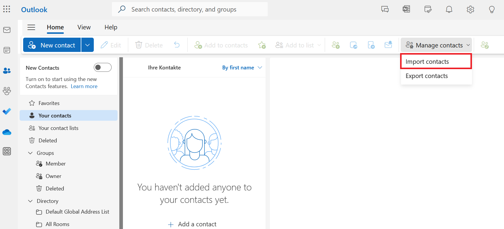 Outlook on the web: Overview of recommended people Image: Outlook on the web: Overview of recommended people