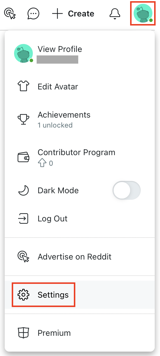 Open Reddit app settings Image: Open Reddit app settings