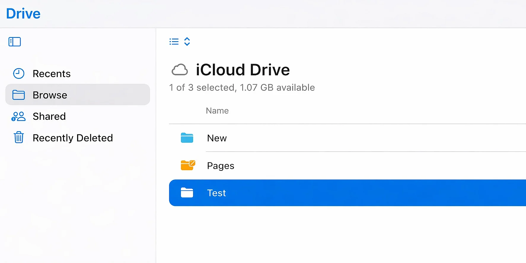 Image: iCloud Drive user interface on the web