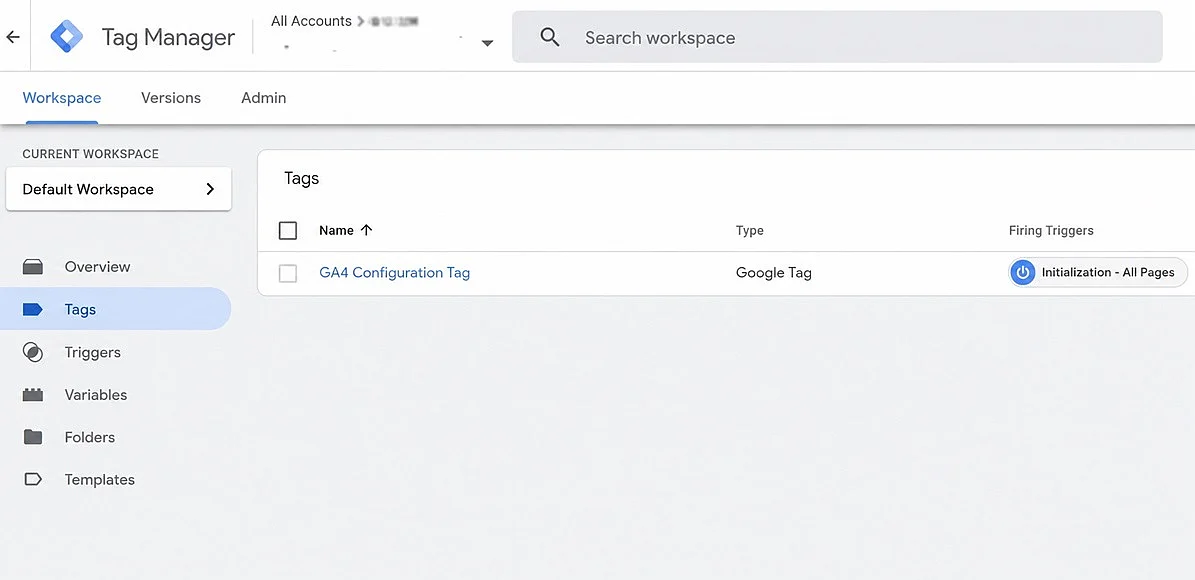 Overview of existing tags in Google Tag Manager Image: Overview of existing tags in Google Tag Manager