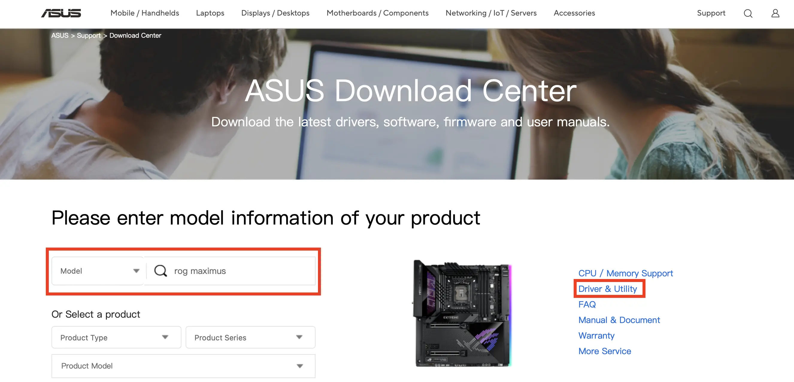 Image: ASUS Website: Finding your motherboard