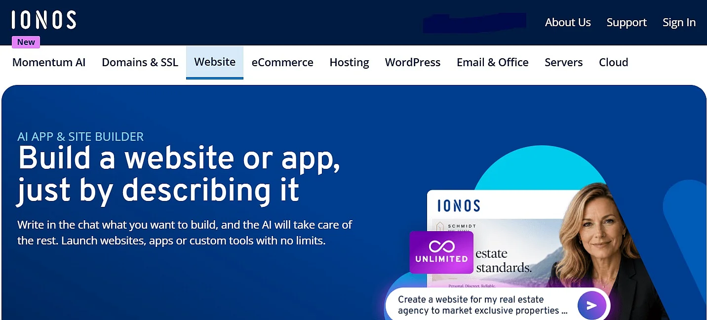 Image: Screenshot of the AI App and Website Builder