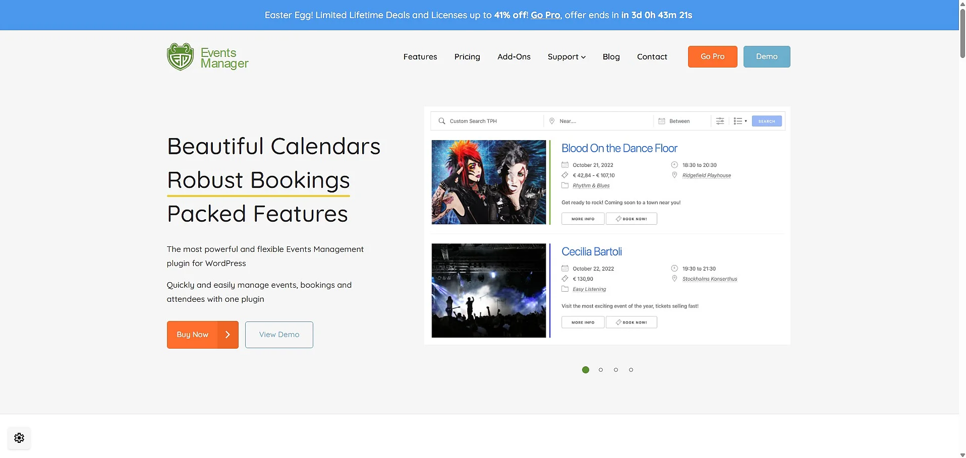 Screenshot of the official Events Manager website Image: Screenshot of the official Events Manager website