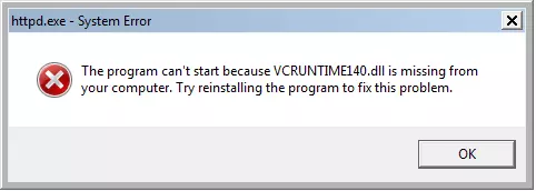 System error message when starting the Apache web server Image: System error message when starting the Apache web server