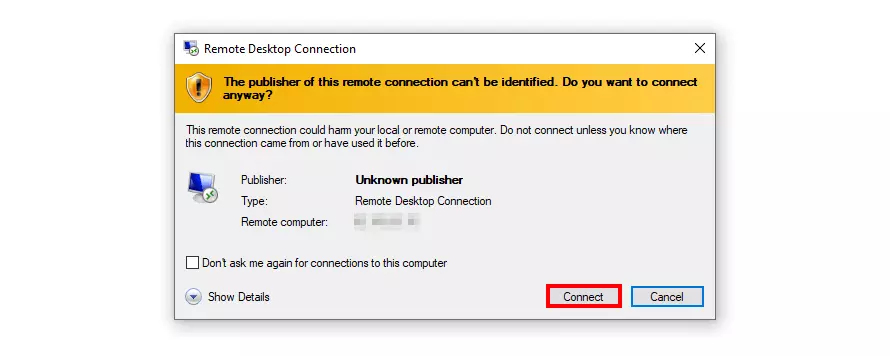 Establishing the remote connection to the TeamSpeak server at IONOS Image: Establishing the remote connection to the TeamSpeak server at IONOS