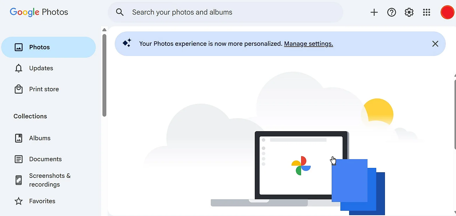 View of the Google Photos user interface Image: View of the Google Photos user interface