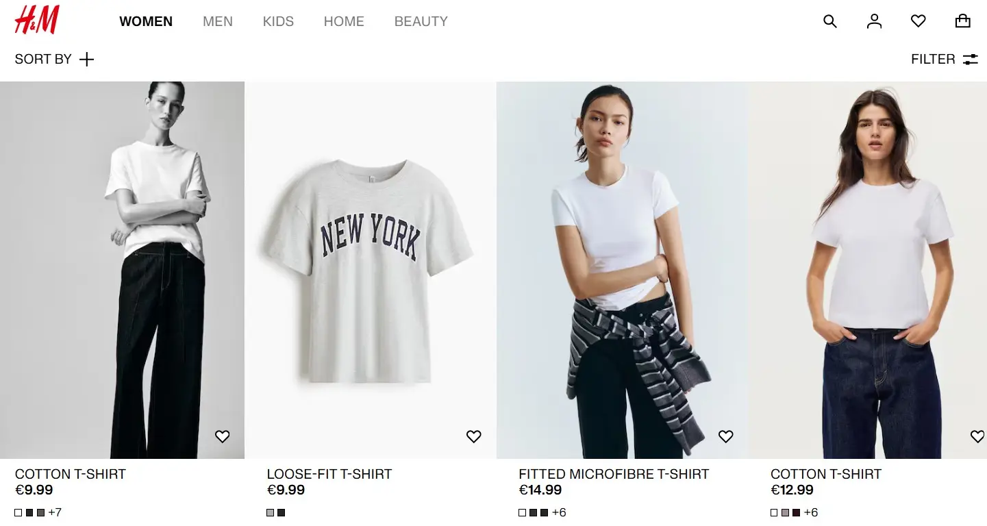 Image: Thumbnails of the H&M online shop