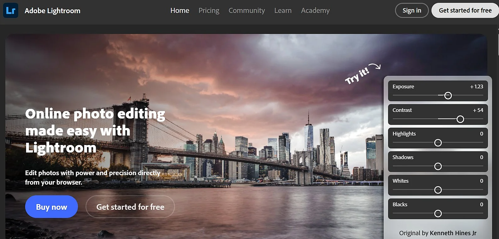 Adobe Lightroom in the browser Image: Adobe Lightroom in the browser