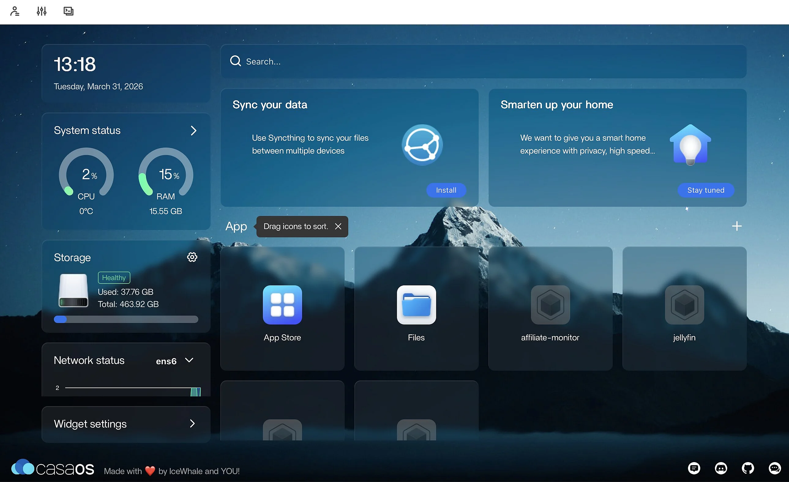 Image: CasaOS interface