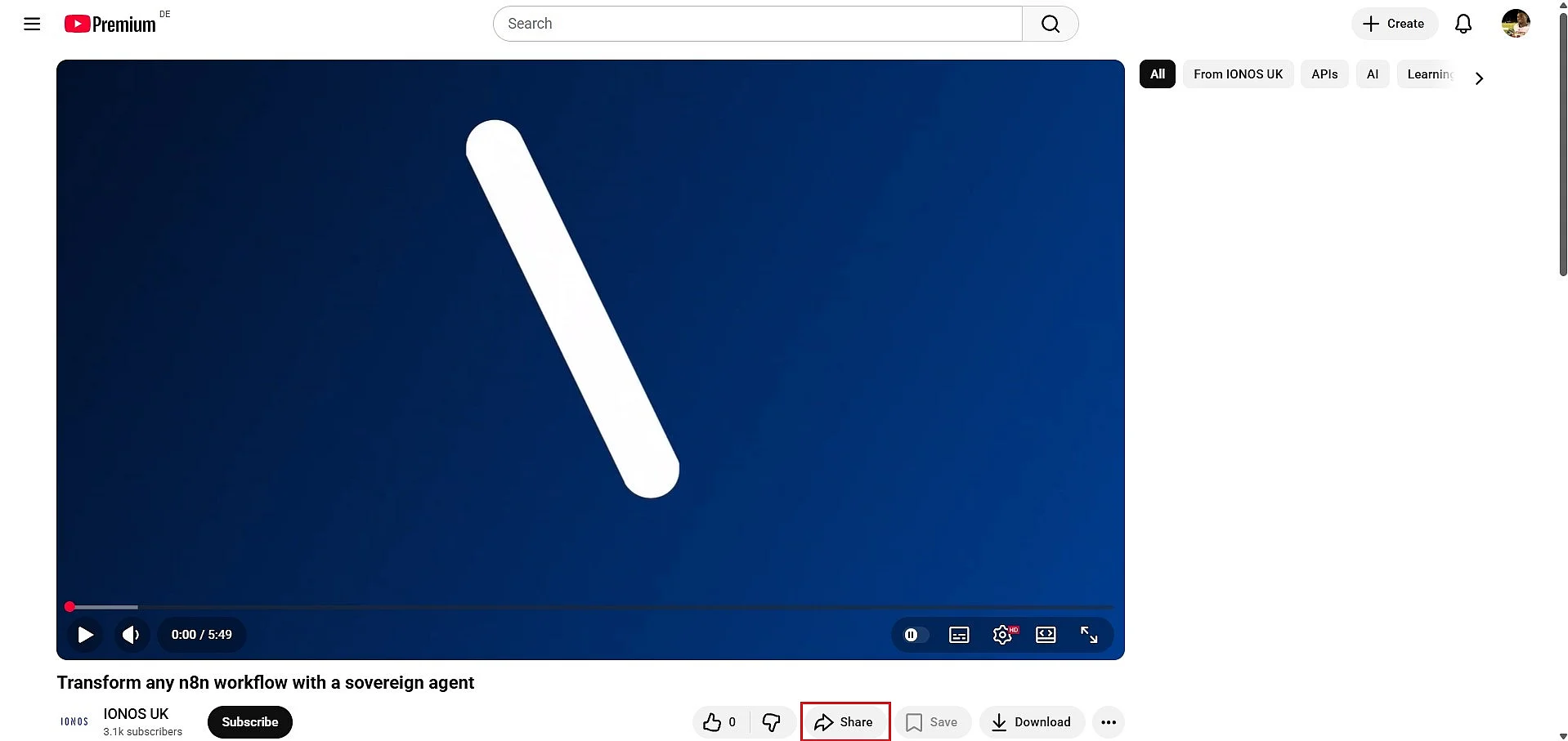 YouTube: ‘Share’ button Image: YouTube: ‘Share’ button