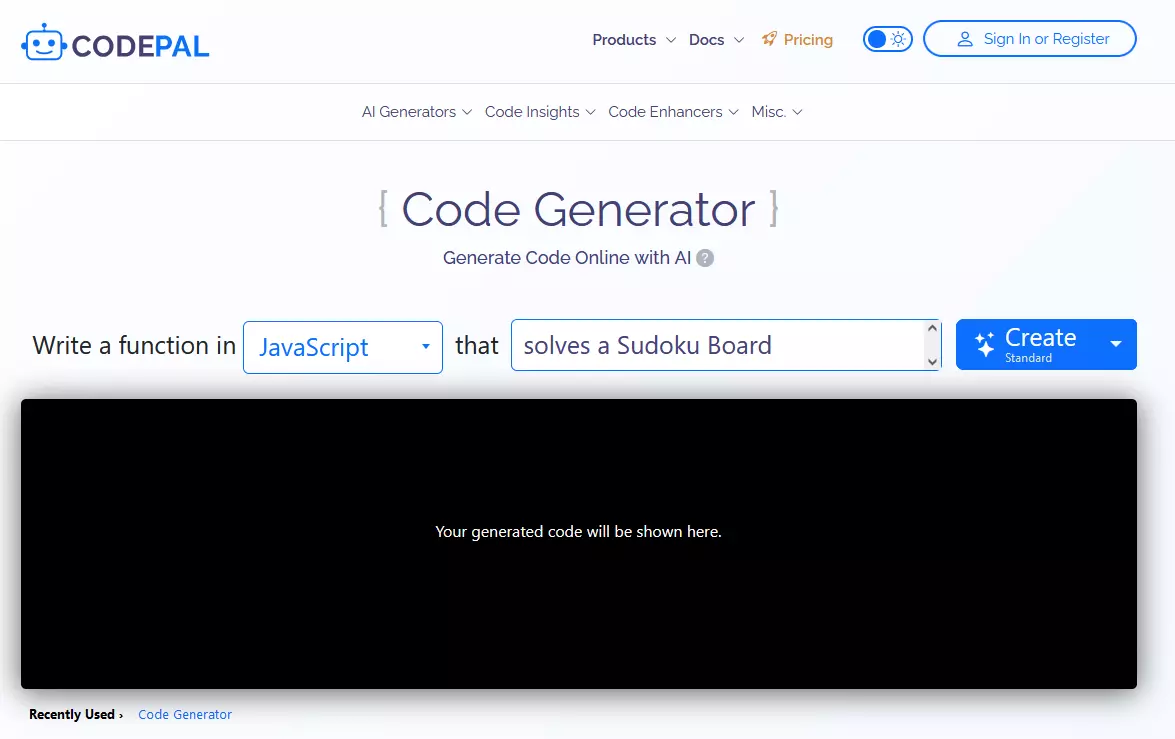 Image: Screenshot of the CodePal website