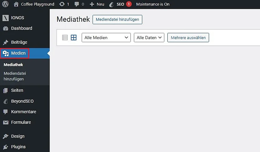 WordPress: Media button Image: WordPress: Media button