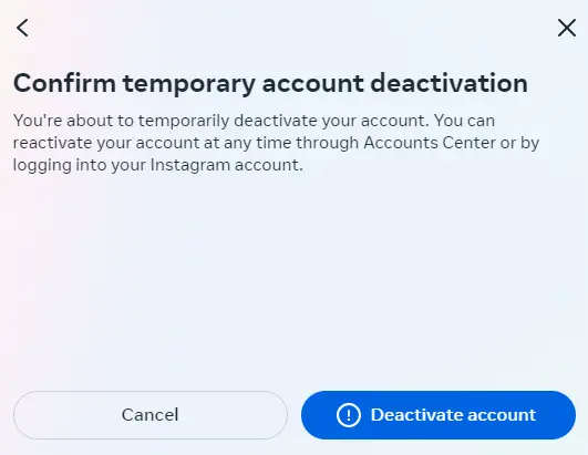 Image: Confirm the deactivation