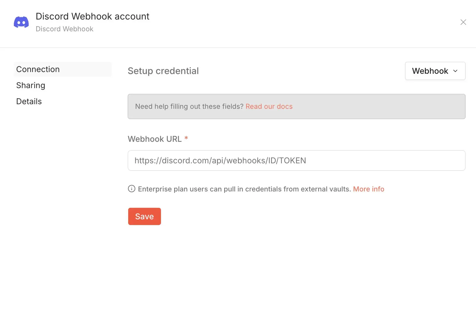 Image: Discord node: Add credential