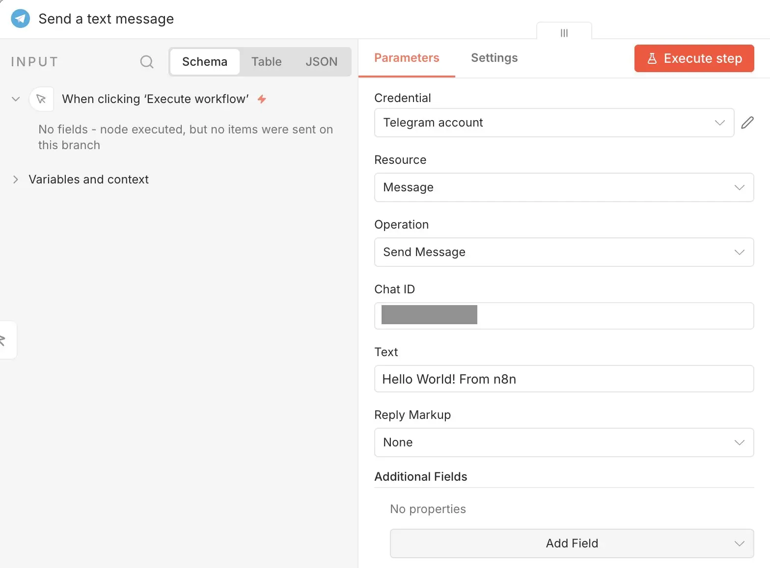 n8n Telegram node: Send Message Image: n8n Telegram node: Send Message
