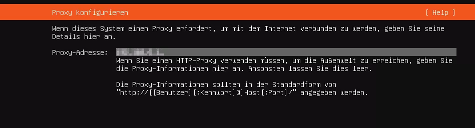 Image: Ubuntu Server installation: Configure proxy