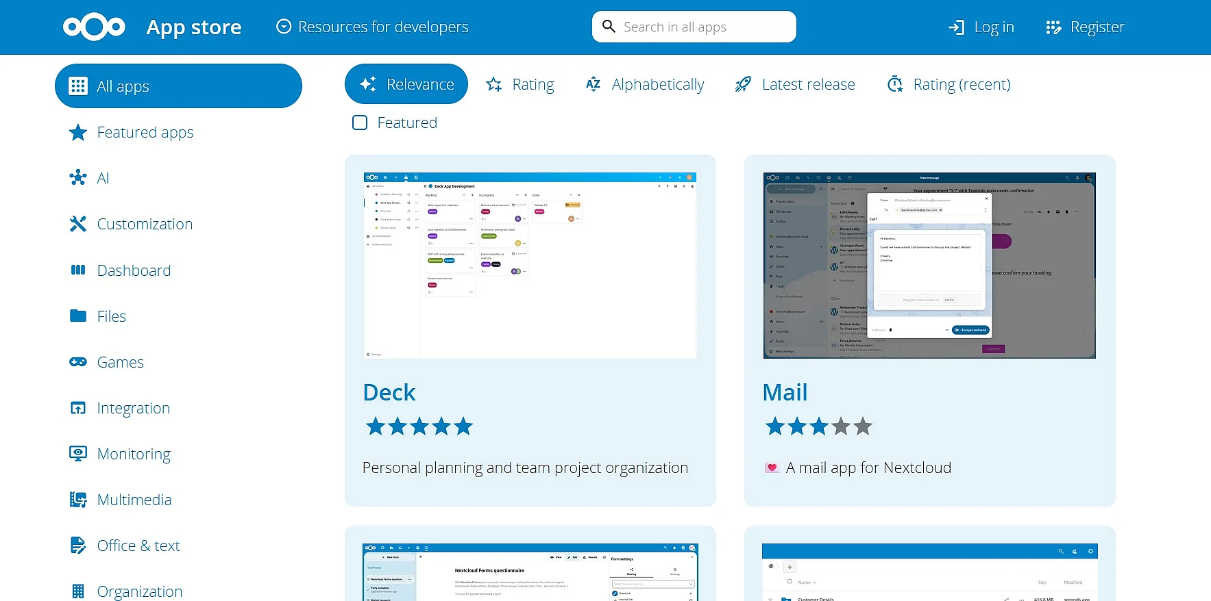Nextcloud App Store Image: Nextcloud App Store