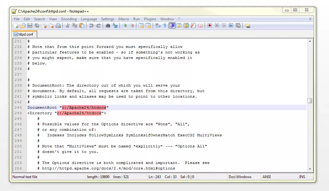 The httpd.conf configuration file Image: The httpd.conf configuration file