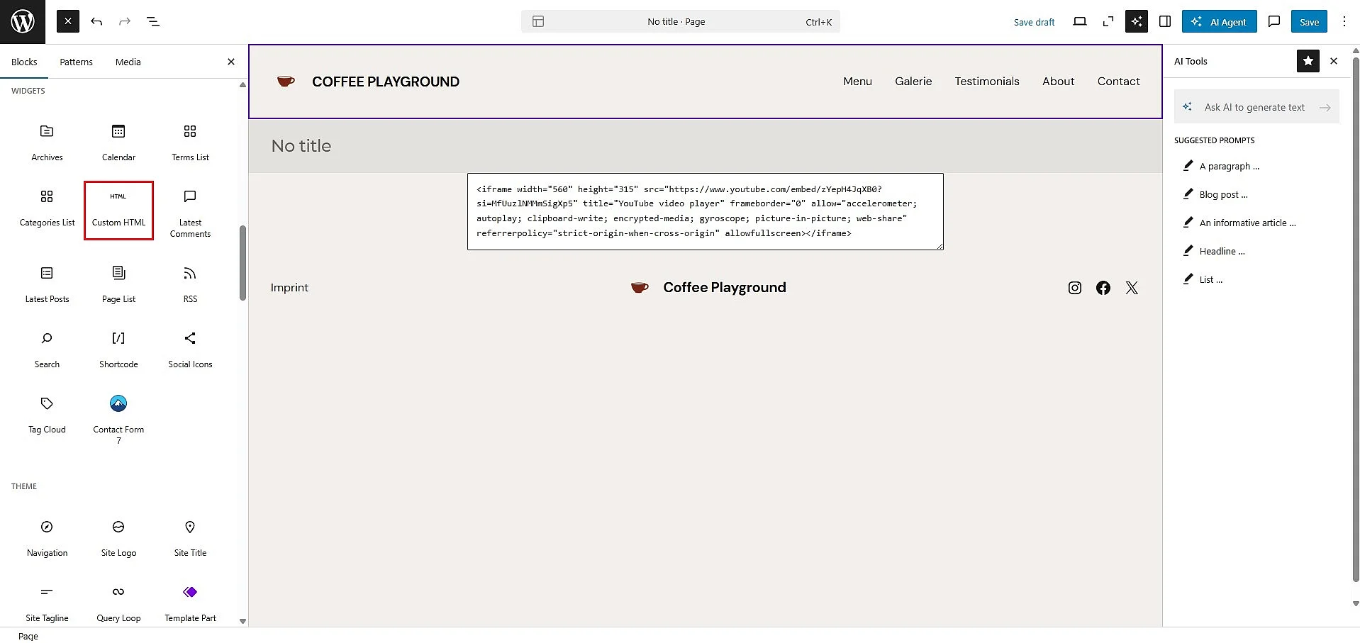 WordPress: embed video via code Image: WordPress: embed video via code