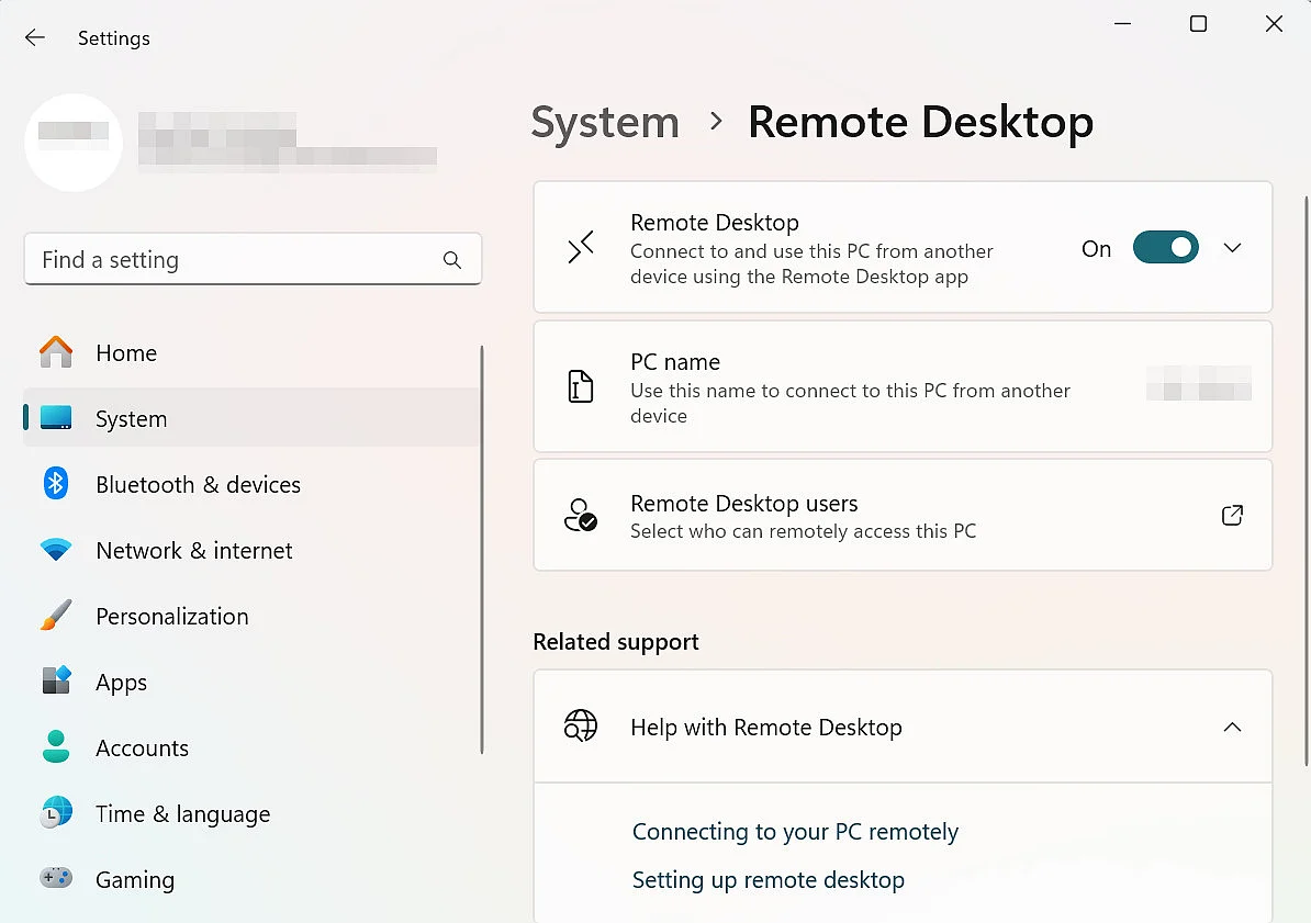 Enable Remote Desktop Image: Enable Remote Desktop