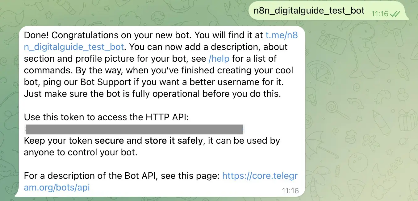 Telegram BotFather: Token Image: Telegram BotFather: Token