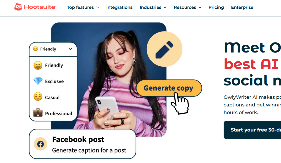 Página web de Hootsuite Imagen: Página web de Hootsuite