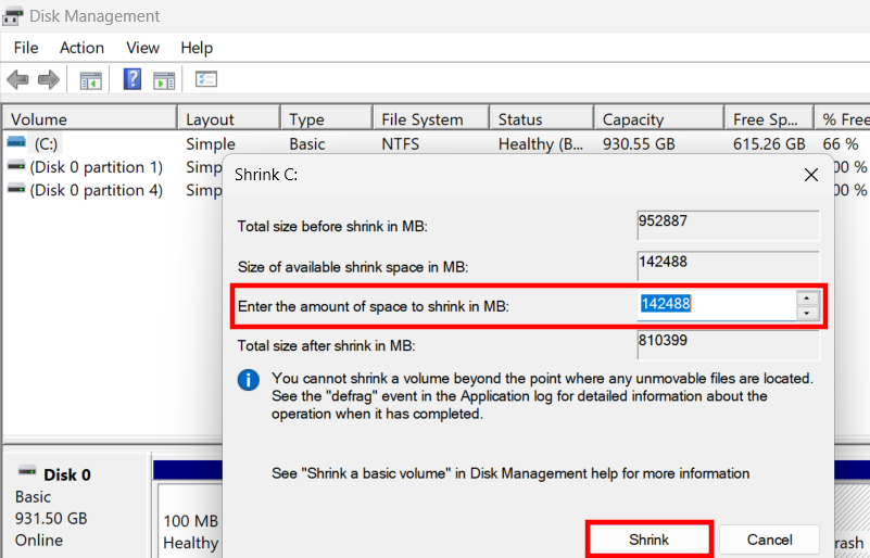 Administración de discos de Windows 11 Imagen: Administración de discos de Windows 11