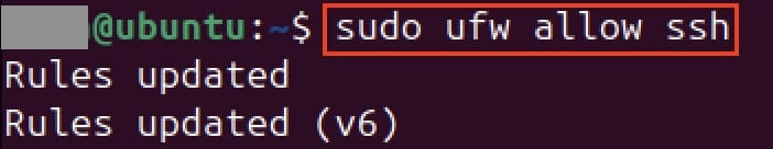 Captura de pantalla del comando para actualizar la configuración del cortafuegos Imagen: Captura de pantalla del comando para actualizar la configuración del cortafuegos