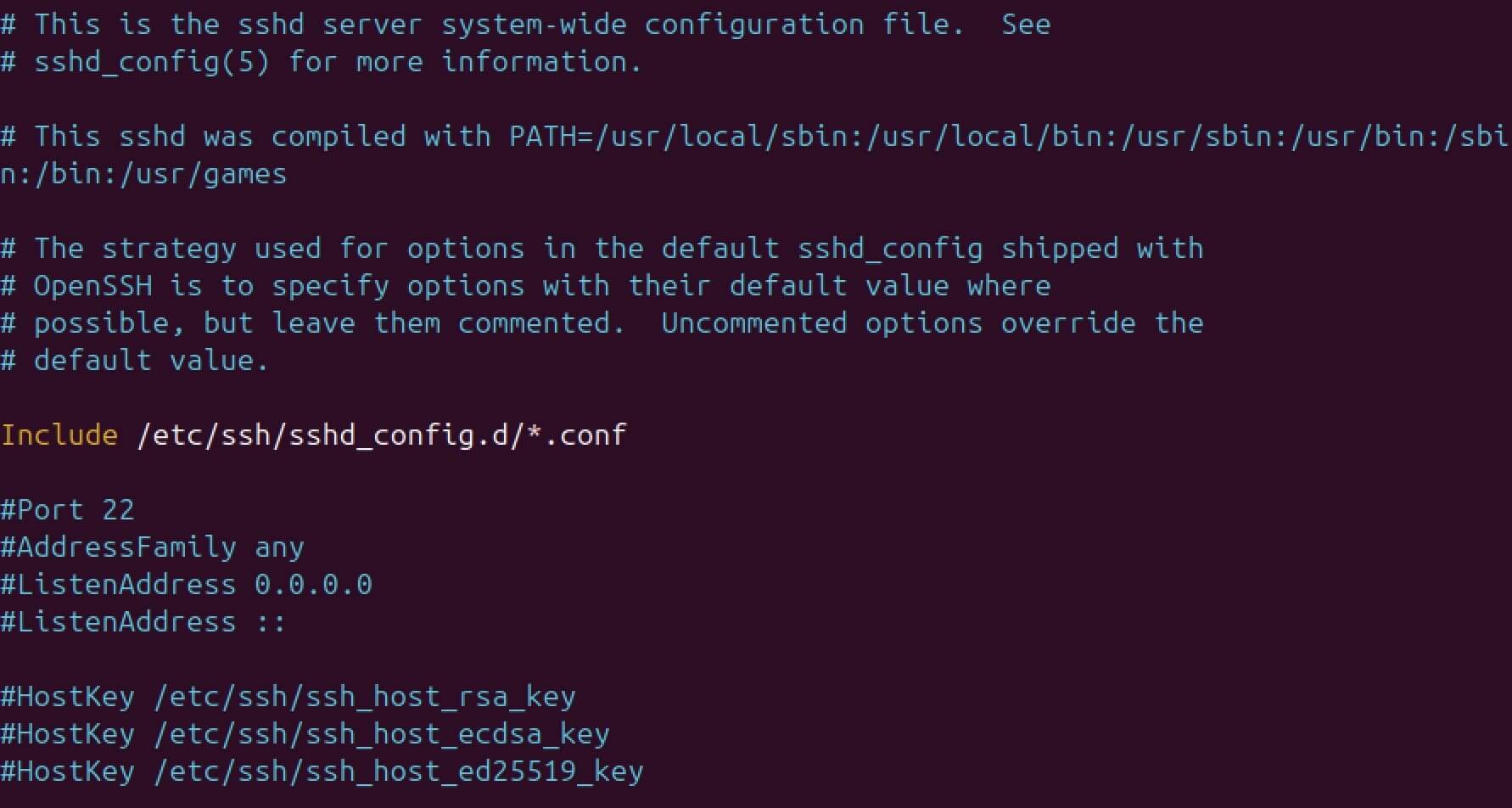Captura de pantalla del archivo sshd_config Imagen: Captura de pantalla del archivo sshd_config