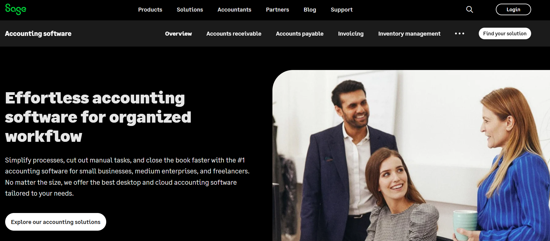 Página web de Sage Imagen: Página web de Sage