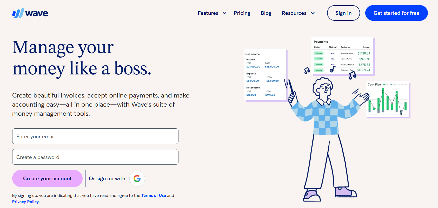 Página web de Wave Imagen: Página web de Wave