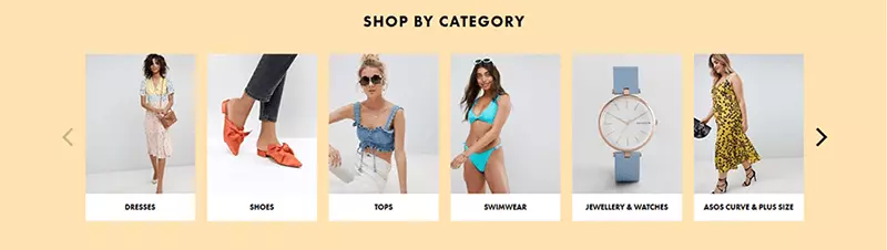 Imagen: Thumbnails en la tienda online Asos