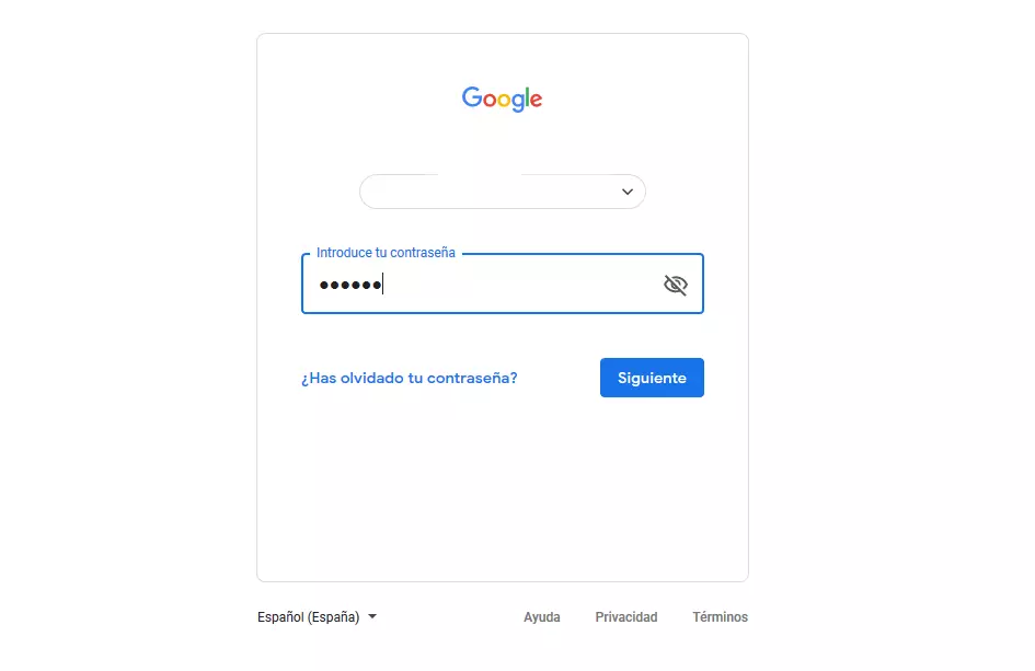 Imagen: Área de inicio de sesión de Google