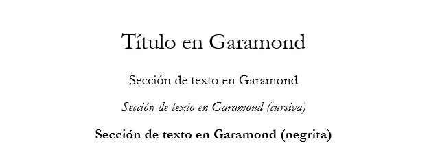 Imagen: Ejemplo de texto para Garamond
