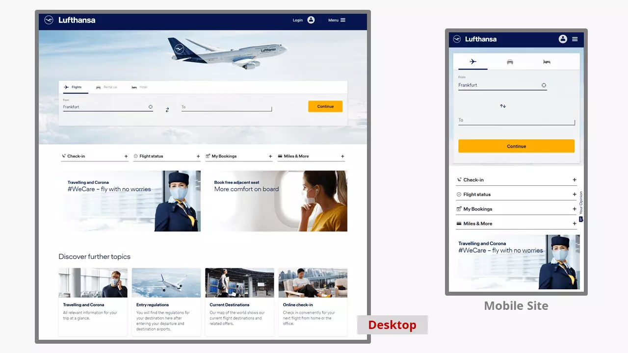 Captura de pantalla de la página web de la compañía aérea Lufthansa Imagen: Captura de pantalla de la página web de la compañía aérea Lufthansa