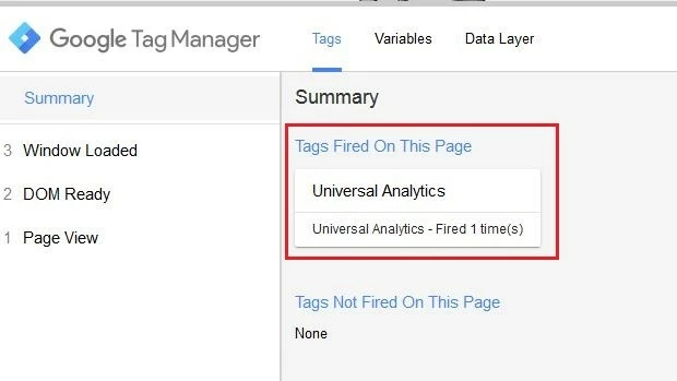 Imagen: Consola de Google Tag Manager: resumen