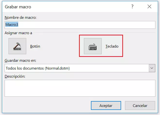 Imagen: Menú de Word “Grabar macro”