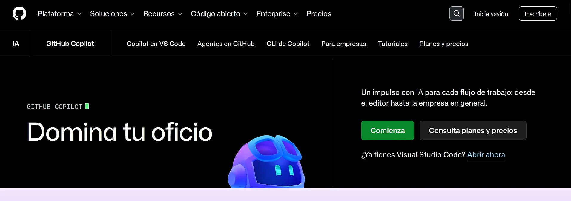 Captura de pantalla de GitHub Copilot Imagen: Captura de pantalla de GitHub Copilot
