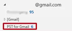 El archivo PST se muestra en Gmail