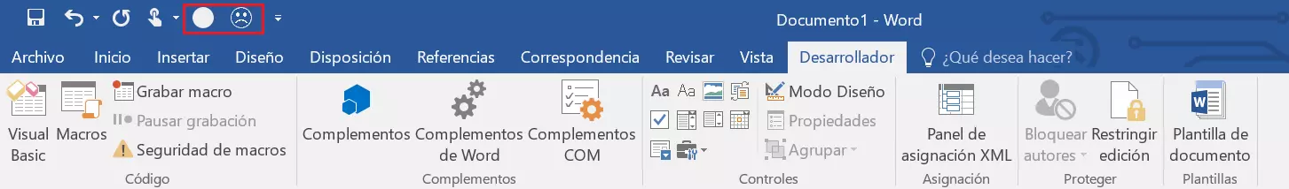 Imagen: Microsoft Word 2016: Barra de herramientas de acceso rápido
