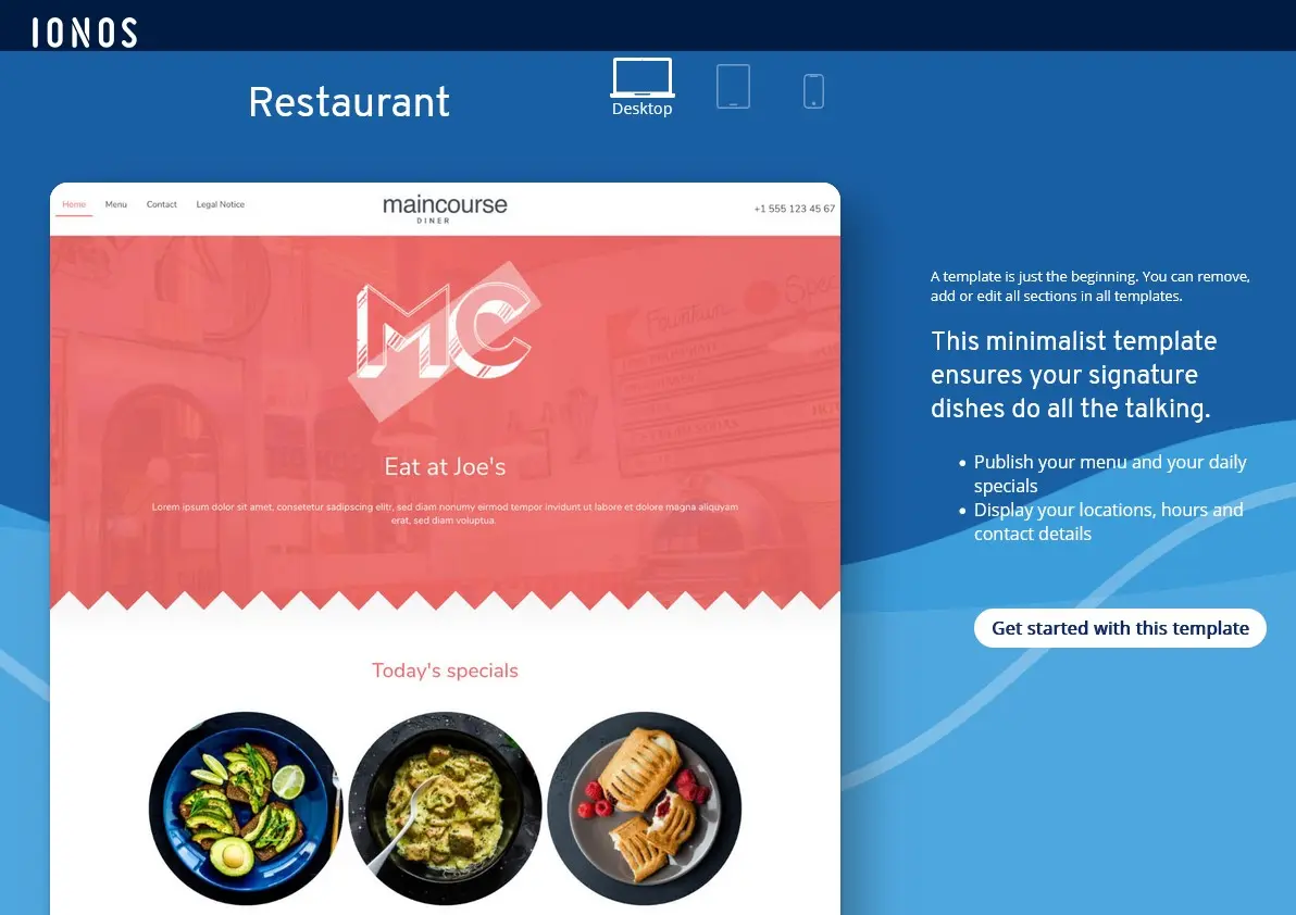 Plantillas de diseño para páginas web de restaurantes Imagen: Plantillas de diseño para páginas web de restaurantes