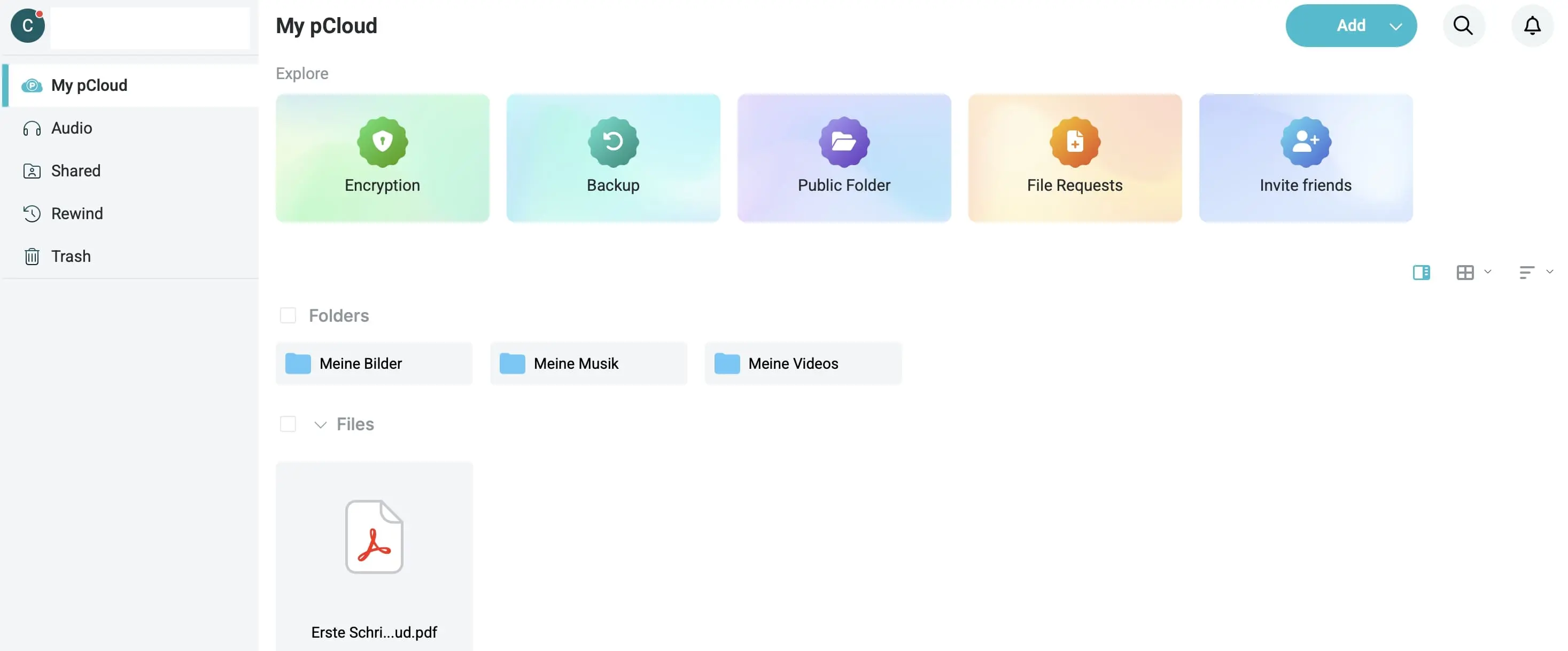 Aplicación web pCloud Imagen: Aplicación web pCloud