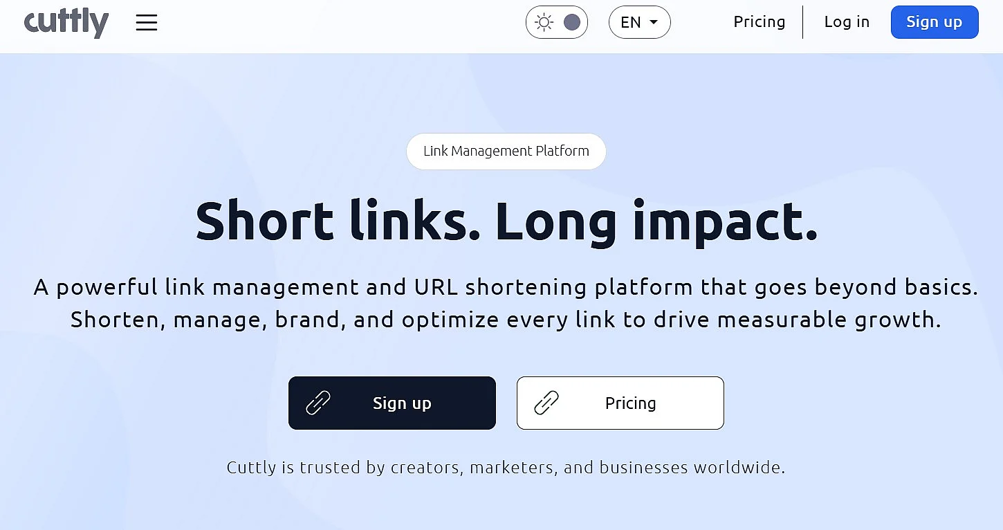 Captura de pantalla del URL shortener Cuttly Imagen: Captura de pantalla del URL shortener Cuttly