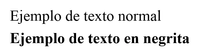 Imagen: Ejemplos de fuente normal y en negrita