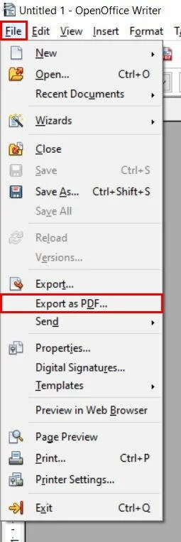 Imagen: OpenOffice Writer: convertir ODT a PDF