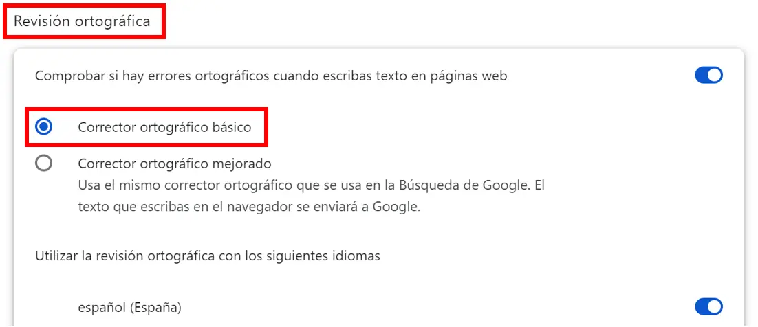 Activar el corrector ortográfico básico en Google Chrome Imagen: Activar el corrector ortográfico básico en Google Chrome