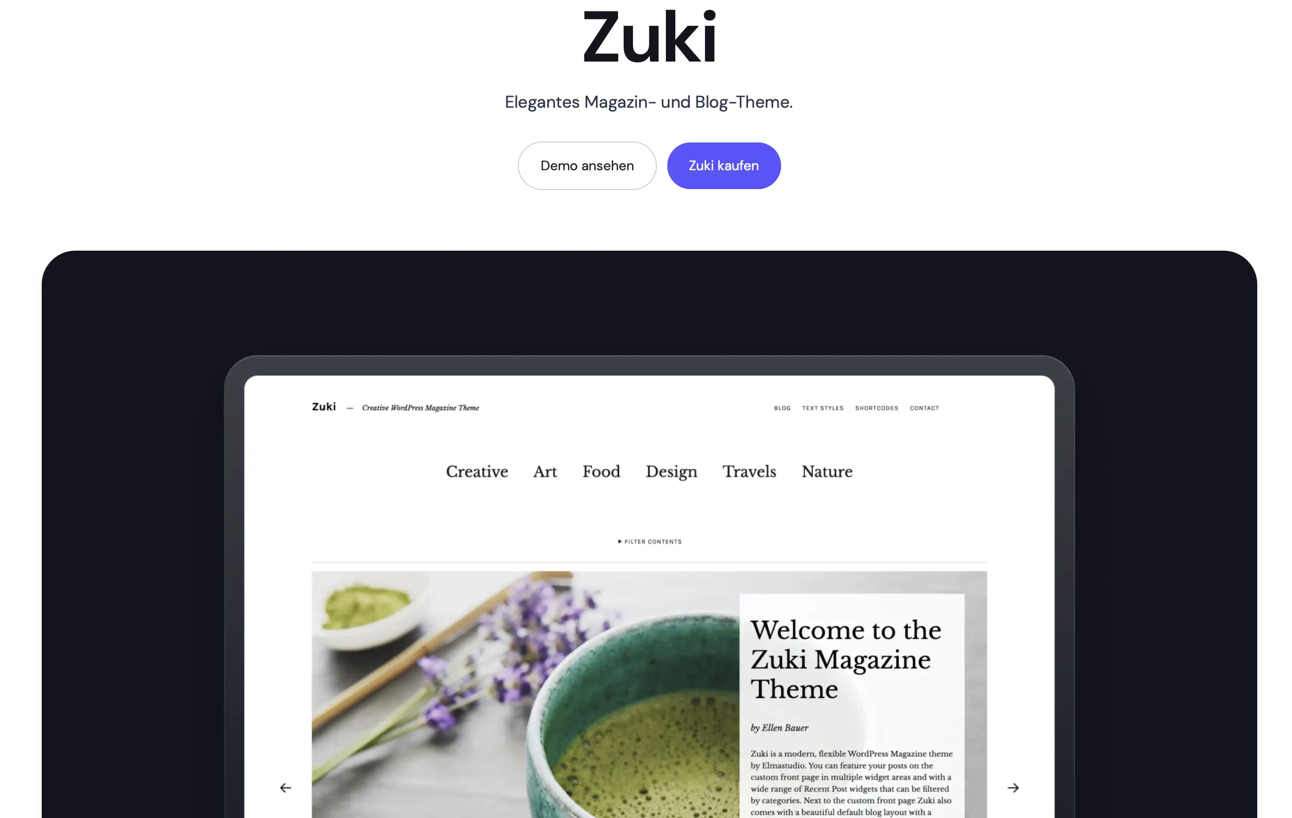 Plantilla Zuki de WordPress hecha por Elmastudio Imagen: Plantilla Zuki de WordPress hecha por Elmastudio